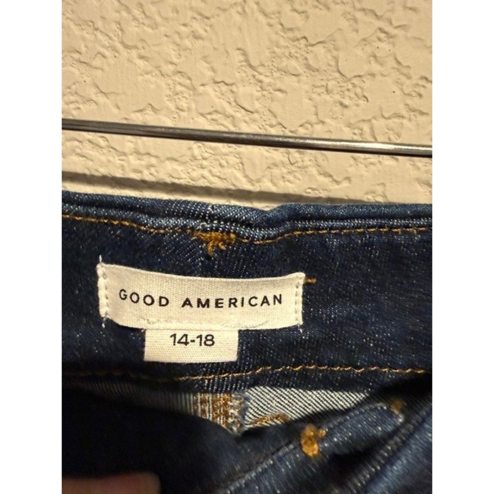 Good American Good Waist Upcycled Floral Embroidered Mesh Hem Jeans Blue 14-18 - Picture 4 of 6